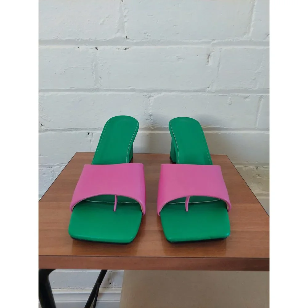 Cult Avenue - Dixie Mule Heel - Green / Pink, Size EU 40 / AU 9 - Picture 2 of 8